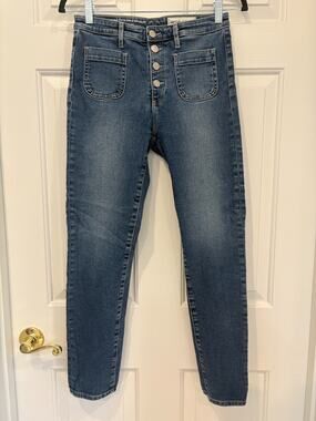 AG Adriano Goldschmied Stevie Ankle Jeans Womens Button Fly Patch Pockets 27